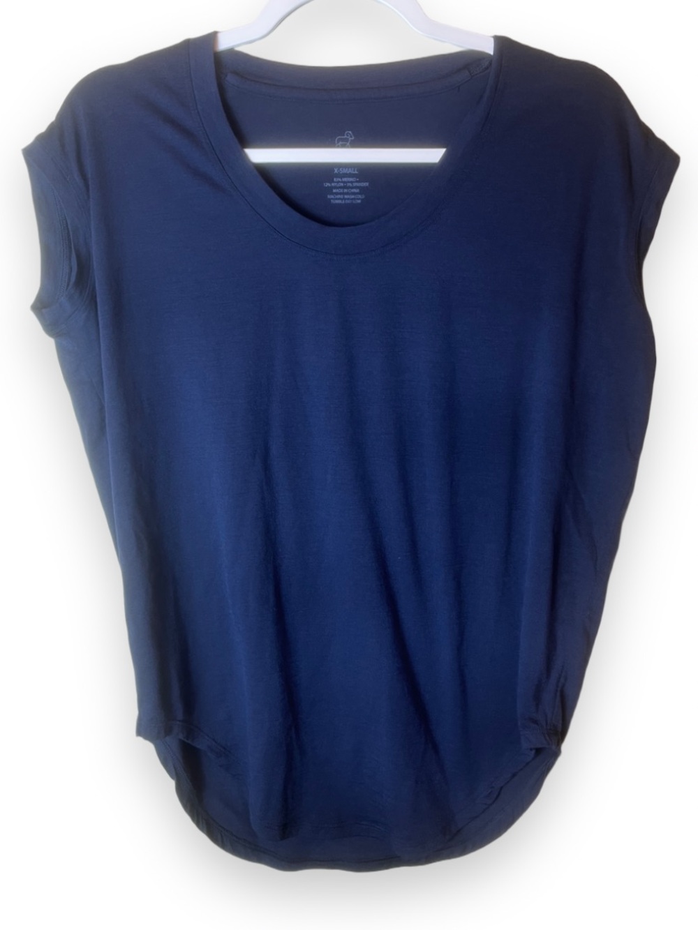 WOOLX Gabi 85% Wool Dark Blue Tunic Top Size XS